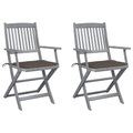 vidaXL, vidaXL Klappbare Gartenstühle 2 Stk. mit Sitzkissen Massivholz Akazie