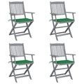 vidaXL, vidaXL Klappbare Gartenstühle 4 Stk. mit Sitzkissen Massivholz Akazie