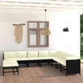 vidaXL, vidaXL 11-tlg. Garten-Lounge-Set mit Kissen Poly Rattan Schwarz