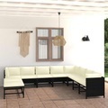 vidaXL, vidaXL 9-tlg. Garten-Lounge-Set mit Kissen Poly Rattan Schwarz