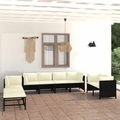 vidaXL, vidaXL 10-tlg. Garten-Lounge-Set mit Kissen Poly Rattan Schwarz