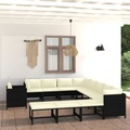 vidaXL, vidaXL 12-tlg. Garten-Lounge-Set mit Kissen Poly Rattan Schwarz
