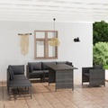 vidaXL, vidaXL 8-tlg. Garten-Lounge-Set mit Kissen Poly Rattan Grau