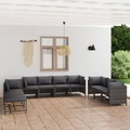vidaXL, vidaXL 10-tlg. Garten-Lounge-Set mit Kissen Poly Rattan Grau