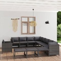 vidaXL, vidaXL 12-tlg. Garten-Lounge-Set mit Kissen Poly Rattan Grau