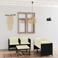 vidaXL, vidaXL 5-tlg. Garten-Lounge-Set mit Kissen Poly Rattan Schwarz