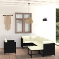 vidaXL, vidaXL 7-tlg. Garten-Lounge-Set mit Kissen Poly Rattan Schwarz