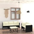 vidaXL, vidaXL 6-tlg. Garten-Lounge-Set mit Kissen Poly Rattan Schwarz