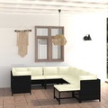 vidaXL, vidaXL 9-tlg. Garten-Lounge-Set mit Kissen Poly Rattan Schwarz