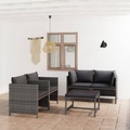 vidaXL, vidaXL 5-tlg. Garten-Lounge-Set mit Kissen Poly Rattan Grau
