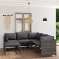 vidaXL, vidaXL 6-tlg. Garten-Lounge-Set mit Kissen Poly Rattan Grau