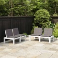 vidaXL, vidaXL Gartenbänke mit Kissen 2 Stk. Kunststoff Weiß