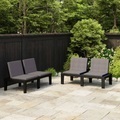 vidaXL, vidaXL Gartenbänke mit Kissen 2 Stk. Kunststoff Grau