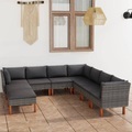 vidaXL, vidaXL 9-tlg. Garten-Lounge-Set mit Kissen Poly Rattan Grau