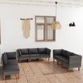 vidaXL, vidaXL 9-tlg. Garten-Lounge-Set mit Kissen Poly Rattan Grau