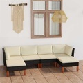 vidaXL, vidaXL 6-tlg. Garten-Lounge-Set mit Kissen Poly Rattan Schwarz