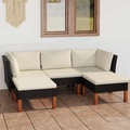 vidaXL, vidaXL 5-tlg. Garten-Lounge-Set mit Kissen Poly Rattan Schwarz