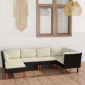 vidaXL, vidaXL 6-tlg. Garten-Lounge-Set mit Kissen Poly Rattan Schwarz