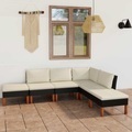 vidaXL, vidaXL 6-tlg. Garten-Lounge-Set mit Kissen Poly Rattan Schwarz