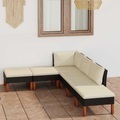 vidaXL, vidaXL 6-tlg. Garten-Lounge-Set mit Kissen Poly Rattan Schwarz
