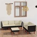 vidaXL, vidaXL 6-tlg. Garten-Lounge-Set mit Kissen Poly Rattan Schwarz