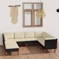 vidaXL, vidaXL 8-tlg. Garten-Lounge-Set mit Kissen Poly Rattan Schwarz
