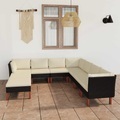vidaXL, vidaXL 9-tlg. Garten-Lounge-Set mit Kissen Poly Rattan Schwarz