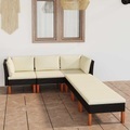 vidaXL, vidaXL 6-tlg. Garten-Lounge-Set mit Kissen Poly Rattan Schwarz