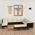 vidaXL, vidaXL 12-tlg. Garten-Lounge-Set mit Kissen Poly Rattan Schwarz