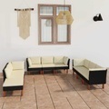 vidaXL, vidaXL 9-tlg. Garten-Lounge-Set mit Kissen Poly Rattan Schwarz