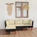 vidaXL, vidaXL 4-tlg. Garten-Lounge-Set mit Kissen Poly Rattan Schwarz