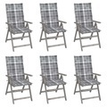 vidaXL, vidaXL Verstellbare Gartenstühle 6 Stk. mit Auflagen Massivholz Akazie