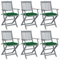 vidaXL, vidaXL Klappbare Gartenstühle 6 Stk. mit Kissen Massivholz Akazie