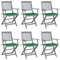 vidaXL, vidaXL Klappbare Gartenstühle 6 Stk. mit Sitzkissen Massivholz Akazie