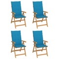 vidaXL, vidaXL Gartenstühle 4 Stk. mit Blauen Kissen Massivholz Teak