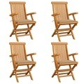 vidaXL, vidaXL Gartenstühle mit Beige Kissen 4 Stk. Teak Massivholz