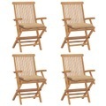 vidaXL, vidaXL Gartenstühle mit Beige Kissen 4 Stk. Massivholz Teak