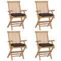 vidaXL, vidaXL Gartenstühle mit Taupe Kissen 4 Stk. Massivholz Teak