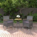 vidaXL, vidaXL 3-tlg. Garten-Essgruppe Poly Rattan Grau
