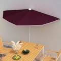 vidaXL, vidaXL Halb-Sonnenschirm mit Mast 180x90 cm Bordeauxrot