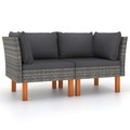 vidaXL, vidaXL Ecksofas 2 Stk. Poly Rattan und Eukalyptus Massivholz