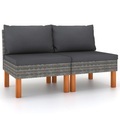 vidaXL, vidaXL Mittelsofas 2 Stk. Poly Rattan und Eukalyptus Massivholz