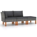 vidaXL, vidaXL 3-tlg. Garten-Lounge-Set Poly Rattan und Massivholz Eukalyptus