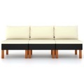 vidaXL, vidaXL Mittelsofas 3 Stk. Poly Rattan und Eukalyptus Massivholz