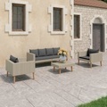 vidaXL, vidaXL 4-tlg. Garten-Lounge-Set mit Auflagen Poly Rattan Beige
