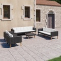 vidaXL, vidaXL 5-tlg. Garten-Lounge-Set mit Auflagen Poly Rattan Schwarz