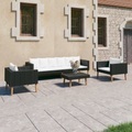 vidaXL, vidaXL 4-tlg. Garten-Lounge-Set mit Auflagen Poly Rattan Schwarz
