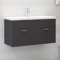 vidaXL, vidaXL Waschbeckenunterschrank Grau 90x38,5x46 cm Spanplatte