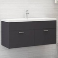 vidaXL, vidaXL Waschbeckenunterschrank Grau 100x38,5x46 cm Spanplatte