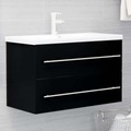vidaXL, vidaXL Waschbeckenunterschrank Schwarz 80x38,5x48 cm Spanplatte
